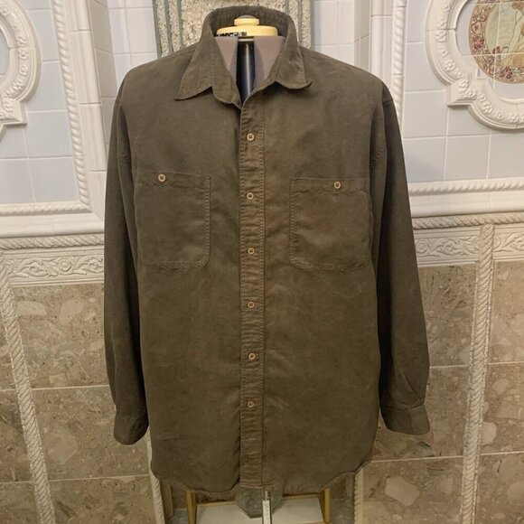 Knights Bridge. Size XL. Suede Cloth Long Sleeve Shirt. Brown/green. B107 - Picture 1 of 6